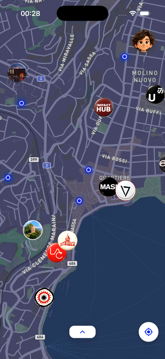 Lugano on the Hic map, with places and communities
