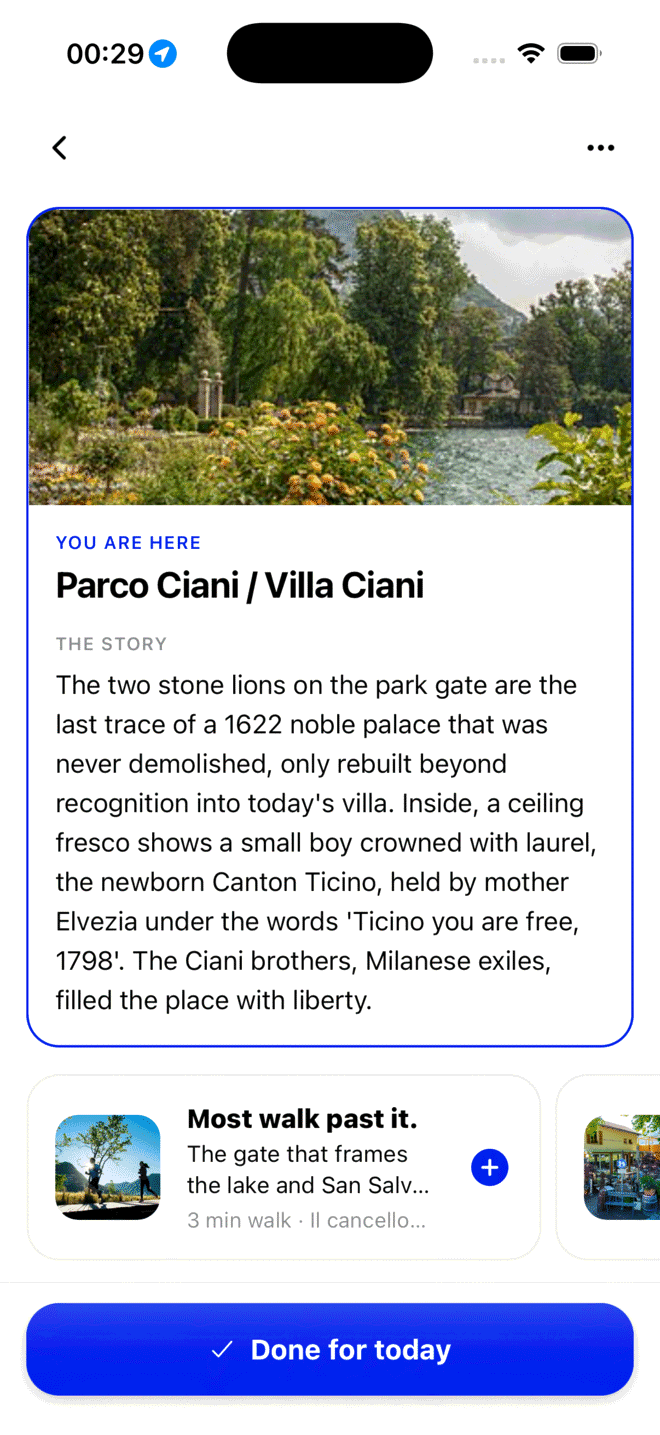 The story of Parco Ciani, opened on arrival